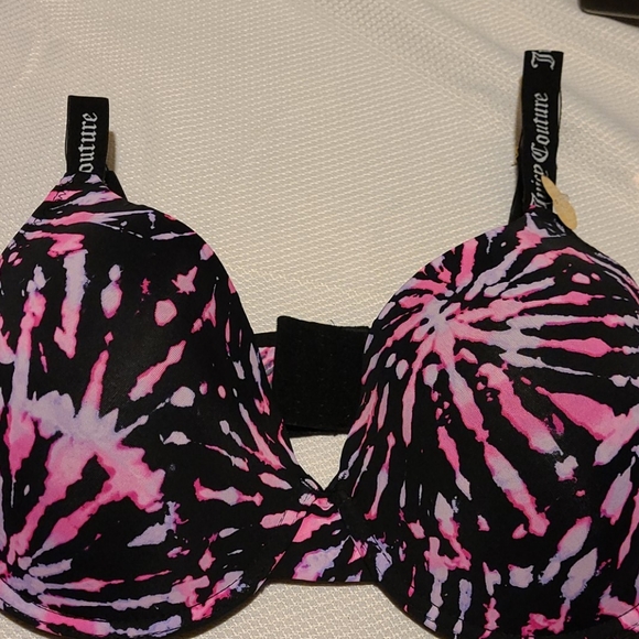 B2G1Free!!!   Juicy Couture T-Shirt Bra Blk/Pink Wired - Picture 1 of 3